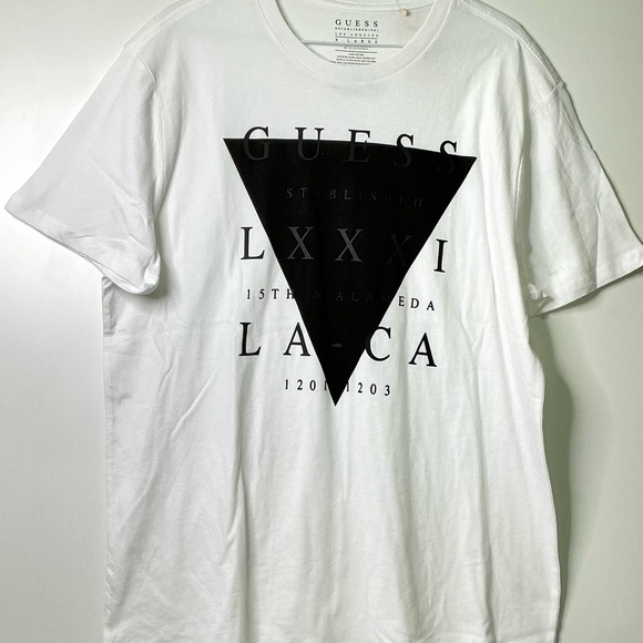 Guess Men's T-Shirt - White with Monogram Graphic - New - Size X Large New - Picture 1 of 7